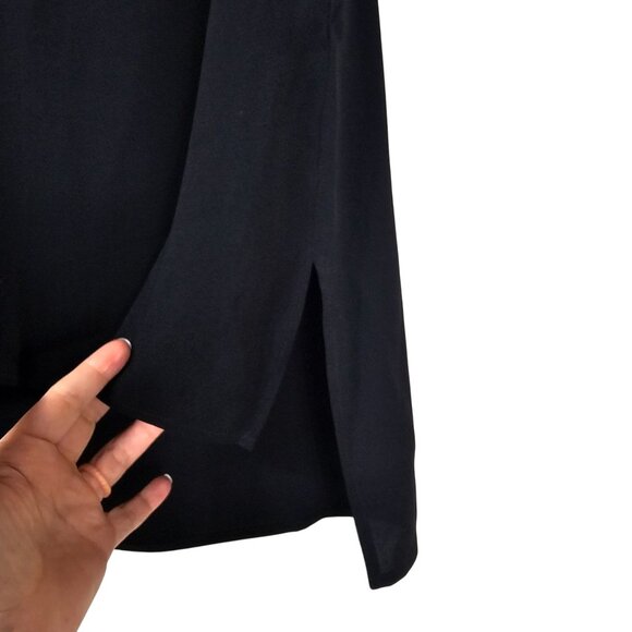 NWT Eileen Fisher System Black Silk Crepe Long Tunic Shell Top $218 XS Old Money - Picture 3 of 10